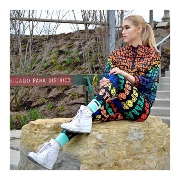 adidas Pants - Adidas "StellaSport" Women’s Rainbow Logo Print - Multicolor